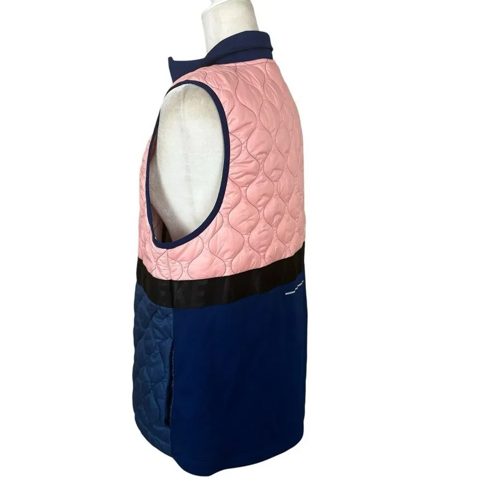 Nike Running Vest Womens Size L Blue Pink AeroLayer Quilted Puffer Running‎